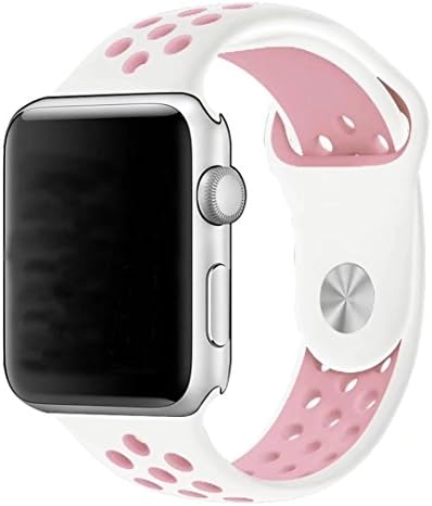 Wishloving Soft Durable Silicone Sport Strap Replacement Band for iWatch Apple Watch Series 1 Series 2 Series 3,Edition,Sport,38mm,S/M,( White / Lightpink )
