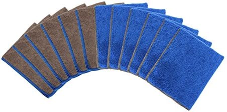 Jaly High Quality Microfiber Detailing Towels Cleaning Wash Cloth 14 x 14" - 12 Pack(6 Blue+6 Coffee)