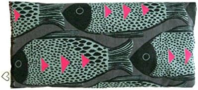 Peacegoods Scented Eye Pillow - Lavender Flax Seed - 4 x 8.5 - Cotton - Meditation Yoga Massage Sleep Travel - fish modern teal green aqua black pink