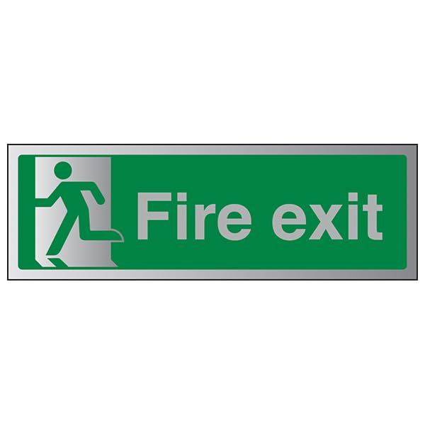 V Safety Fire Exit-Final Fire Exit Man Left Sign - 300mm x 100mm - 1.6mm Alu Rigid Plastic