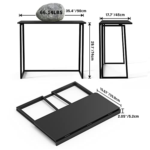 MIIRR Folding Computer Desk, Small Foldable Computer Table for Home Office, Space-Saving Collapsible Desk, No Assembling Study Reading Table for Small Spaces