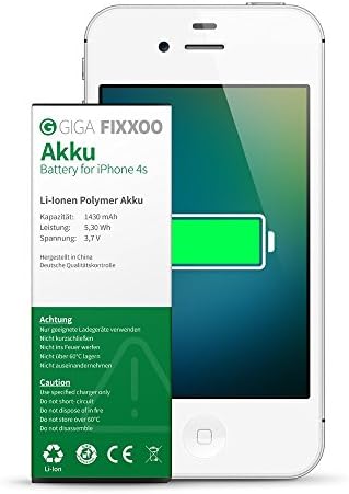 GIGA Fixxoo iPhone 4s Replacement Lithium-Ion Battery; High Performance, Great Capacity & Full Apple Compatibility, Easy Repair Video Guide Installation DIY - Single Unit, No Tool Kit