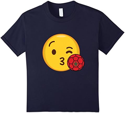Kids Emoji Loves Morocco Soccer T-Shirt Moroccan Futbol Funny Tee 10 Navy