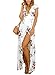 ZXZY Women Bohemian Print SplitDress Short Sleeve V Neck Floral Beach Maxi Dress