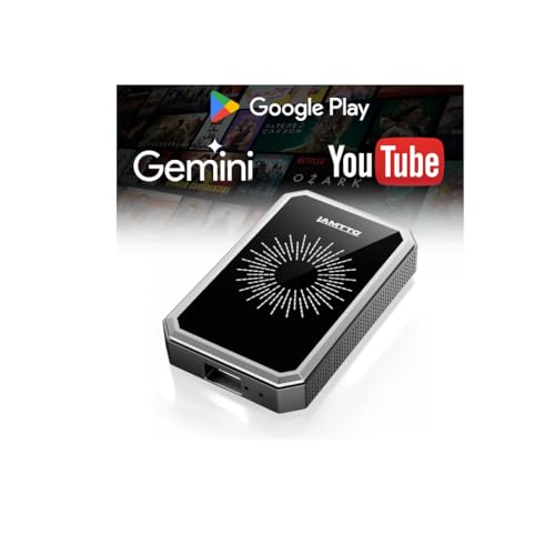 LAMTTO Wireless CarPlay Adapter with Gemini AI, 4GB+32GB Magic Box with Full Google Play Access—Download Streaming Apps, Games, Support Android Auto, OTA, HDMI, Airplay, USB Drive Media Playback