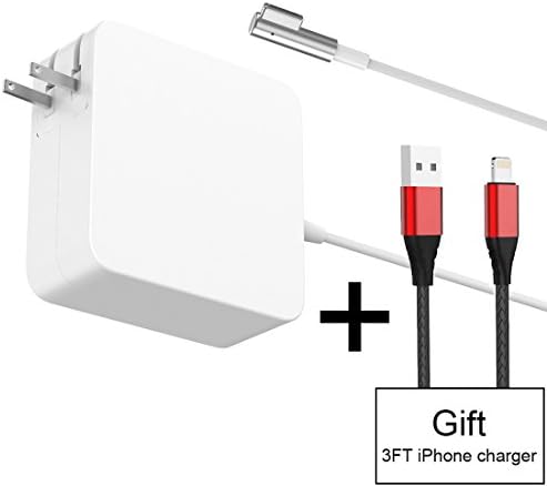 Macbook Pro Charger 60W Magsafe L-Tip MAC Power Adapter, Replacement Laptop AC Adapter For MacBook and 13-inch Macbook Pro (Before Mid 2012 Models) + 3FT/2A USB Charging Cable For iPhone (Free Gift)