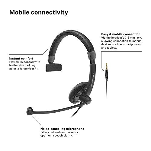 Sennheiser SC 45 (507082) - Single-Sided Business Headset | For Mobile Phone and Tablet | with HD Sound & Noise-Cancelling Microphone (Black)