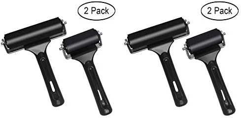 Aipaide 2 Pcs Rubber Glue Roller for Anti Skid Tape Construction Tools, Printmaking, Ink Paint Block Stamping Brayers 3.8 and 2.2 Inch, Black (2 pack)