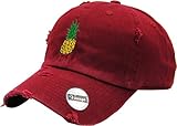 KBSV-024 BUR Pineapple Vintage Distressed Dad Hat Baseball Cap Polo Style Adjustable