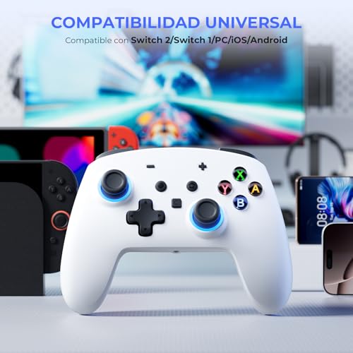 ECHTPower 2026 Mando para Switch 2, Hall Joysticks, Despertar de Switch 2 / NS1, Turbo, Botones Traseros, Luz RGB, Vibración y Giroscopio, Mando Pro Inalámbrico para Switch 2/1/PC/iOS/Android