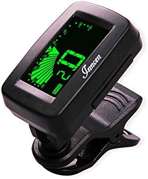 Inncen Clip on Tuner for Guitar Ukulele - Tuner for Ukulele - Bass Guitar Tuner - Violin Tuner with LCD Tuner (Battery Included)