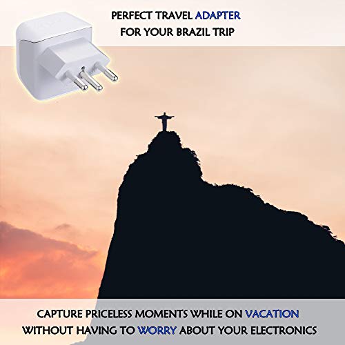 Ceptics Brazil Travel Adapter Plug with Dual Usa Input - Type N (3 Pack - Ultra Compact - Safe Groun - //coolthings.us