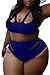 Kisscy Women's Plus Size Cut Out High Waisted Two Pieces Bikini Sets Swimsuit