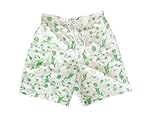 White with Green Print Marlin Print Board Shorts with Drawstring