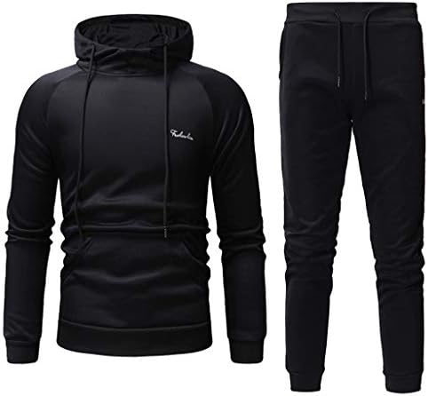 Men's Solid Suit Duseedik Autumn Winter Patchwork Sweatshirt Top Pants Sets Sports Tracksuit