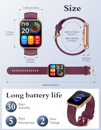 RUIMEN Smart Watch Answer Dial Call,Smart Watches for Women Men 1.85"HD Screen Fitness watch with SpO2 Heart Rate Sleep Monitor Step Counter Waterproof 100+ Sports Mode for Android iOS (2 Bands)