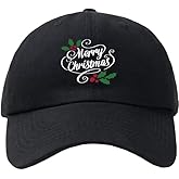 Merry Christmas Baseball Cap for Women Men, Adjustable Embroidered Classic Cotton Snapback Hat Black