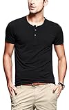 iLoveSIA Mens Henley T-shirts Round Neck With Short Sleeve