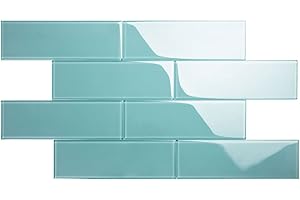 Giorbello Glass Subway Backsplash Tile, 4x12, Teal