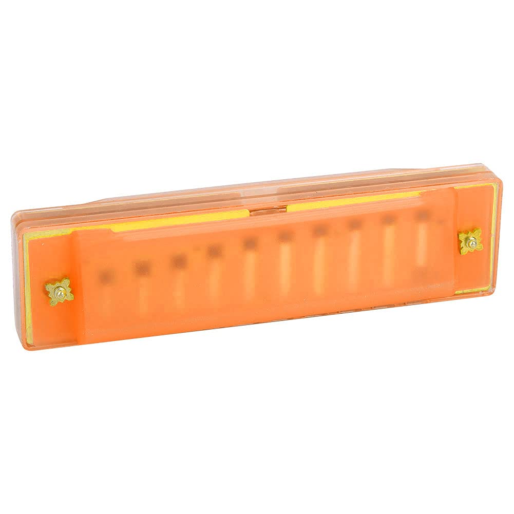 Plastic Harmonica, Non-toxic Durable Translucent Harmonica for Kids for Home for School(Orange)
