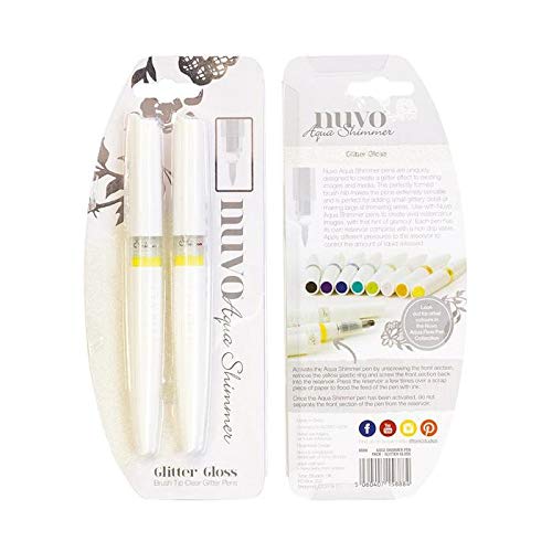 Tonic Studios Nuvo Aqua Flow Shimmer Brush Tip Pen Bundle - Glitter Gloss and Midas Touch - 2 Items