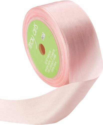 May Arts 1.25 Inch Wide Ribbon, Pink Silk Ribbon