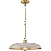 Hinkley Sadie 18 Inch Dome Pendant Light, Light Taupe and Lacquered Brass, Two-Tone, Hanging Ceiling Light for Kitchen Island