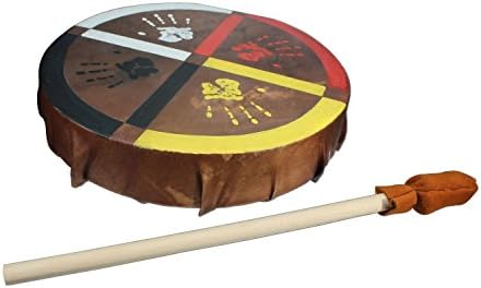 Medicine Wheel Healing-Hands Buffalo Hide Hand Drum - 13 in