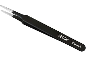 Vetus Anti-static SMD Black Tweezer Non-magnetic Stainless Steel Pointed Tip ESD-13 (ESD-13)