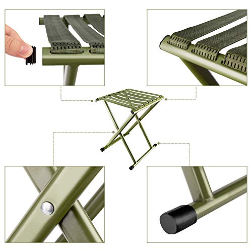 image for E-jades Folding Stool Camp Stools, Extra Wide 17.9 in Height, 650 lb C