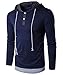 QPNGRP Mens Casual Hoodie Shirt Long Sleeve Henley Shirt B27 Navy Large