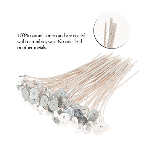 100pcs/lot Candle Wicks for Candle Making - Coated with Natural Soy Wax, Low Smoke - Cotton Threads Woven with Paper - Candle DIY (6 inch)