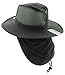 Wide Brim Unisex Safari/Outback Summer Hat w/Neck Flap (Large, Olive)