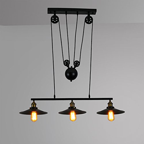 WINSOON Pendant Light Pulley Lamp Adjustable Wire Antique ...