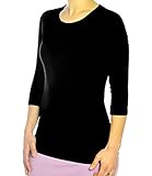 Kosher Casual Women's Modest Cotton Spandex 3/4 Sleeve Crew Neck Layering Top
