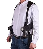 ZHW Tactical Universal Double Draw Shoulder Holster，Versatile Breathable Concealed Carry for Pistol Handgun Gun,Adjustable Elastic Band for Women Men (Black)