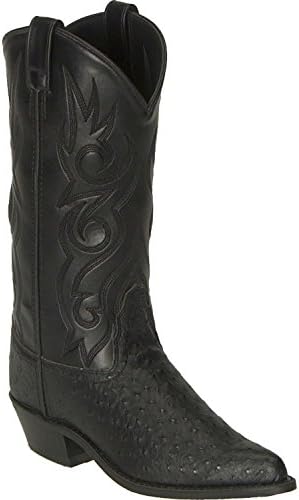 Old West Men's Fancy Stitched Ostrich Print Cowboy Boot Pointed Toe
