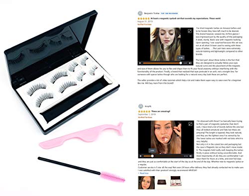 False Magnetic Eyelashes Full Set [With APPLICATOR, BRUSH and eBOOK] The Best Fake Eye Lashes Magnet - Dual Magnets Eyelash Extensions - Natural Look | No Glue, Reusable (Accents + Full Size) - Thumbnail 3