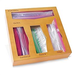 ECOGREDA Ziplock Bag Organizer, Wooden Baggie