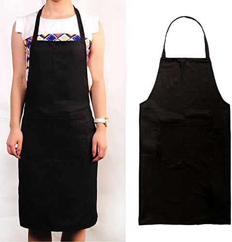 New 76 X 60" Plain Bib Apron for Chefs Butchers Restaurant Kitchen Cooking Baking Woman Apron (Black)