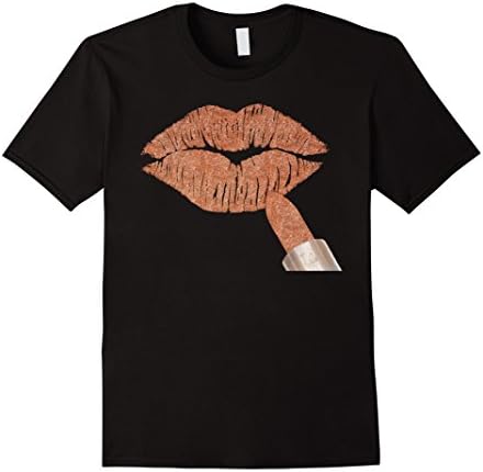 Mens Kissing lips and rose gold lipstick fashion t shirt 2XL Black