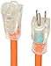 Amazon Basics 25-Foot 3-Prong Heavy-Duty Indoor/Outdoor SJTW Lighted Extension Cord - 15 Amps, 1875 Watts, 125V - Orange