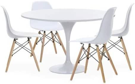 Woopi Conjunto Mesa Zurich 90 + 4 sillas Tower Blancas: Amazon.es: Hogar