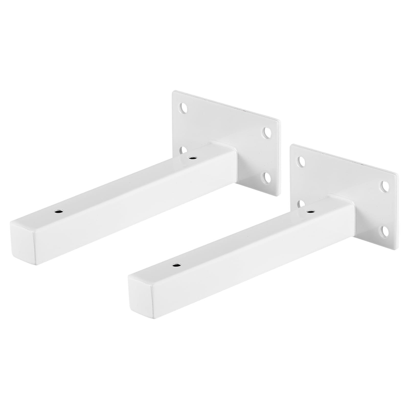uxcell Floating Shelf Brackets, 2pcs 6"(150mm) Industrial Metal Brackets for Shelves Wall Mounted Shelf Supports, White