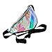 Amily Hologram Laser Leather Fanny Pack Bag Iridescent Bum Bag Purse for Raves and Festivals Iridescent