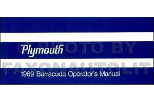 1969 Plymouth Barracuda Reprint Owner's Manual 69