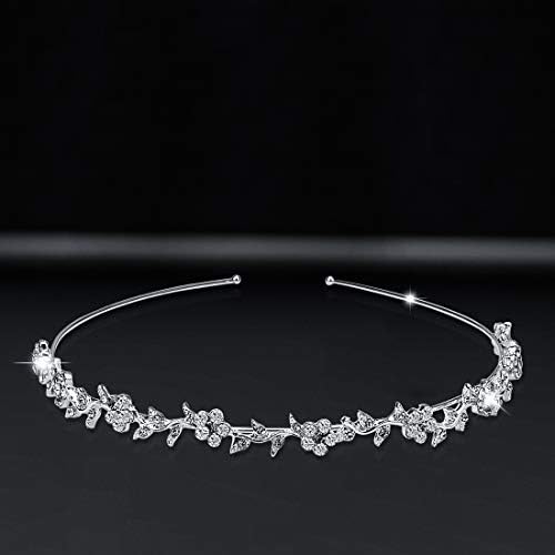Bridal headband for women Wedding Crystal Bridal Flower and Leaves CIEHER Crown Headband Tiara Headdress