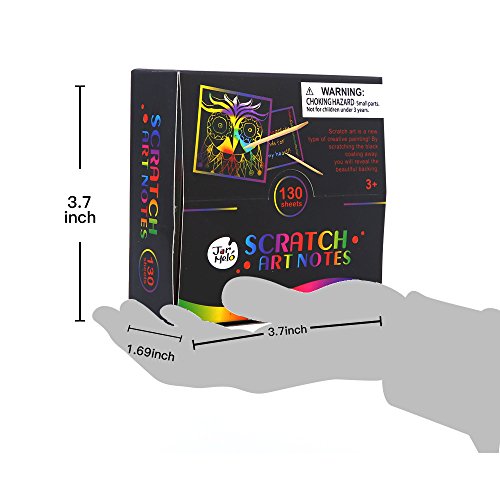 Jar Melo Scratch Art Notes; 130 Sheets; With Wooden Stylus; Rainbow Mini Notes; Scratch Magic Notes