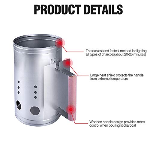 homenote Rapid Charcoal Chimney Starter Set Fireplace Accessories