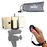 DaVoice Cell Phone Tripod Adapter - Bluetooth Remote Control - Travel Bag Compatible with iPhone Tripod Mount Holder 8 7 X XR XS Max SE 6S 6 Plus Galaxy S9 S8 S7 Smart Cell Phone Tripod Mount (Black)